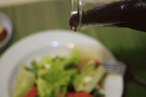 Pour on the balsamic vinaigrette