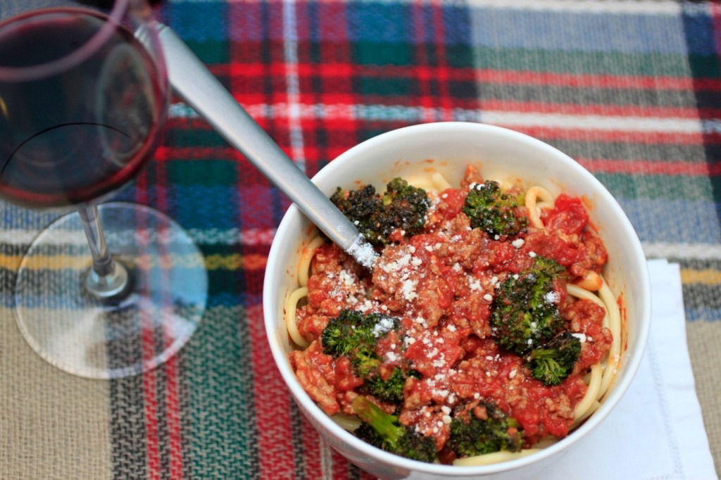 Delicious and easy roasted broccoli spaghetti with meat sauce (Photo: Nathan Davison)