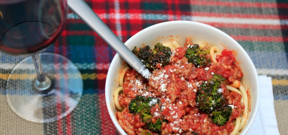 Delicious and easy roasted broccoli spaghetti with meat sauce (Photo: Nathan Davison)